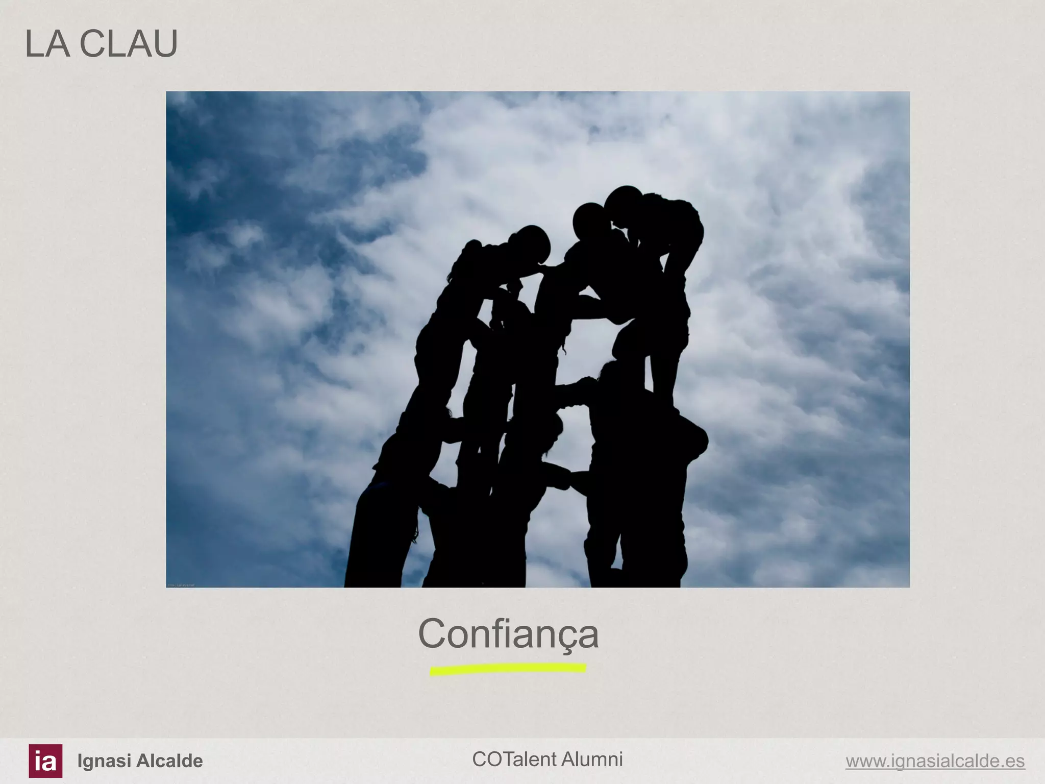 LA CLAU

Confiança
Ignasi Alcalde

COTalent Alumni

www.ignasialcalde.es

 