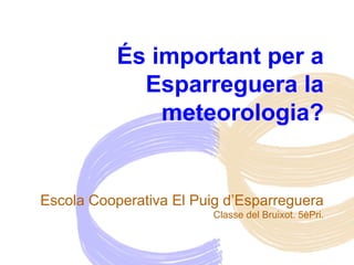 És important per a
Esparreguera la
meteorologia?
Escola Cooperativa El Puig d’Esparreguera
Classe del Bruixot. 5èPri.
 