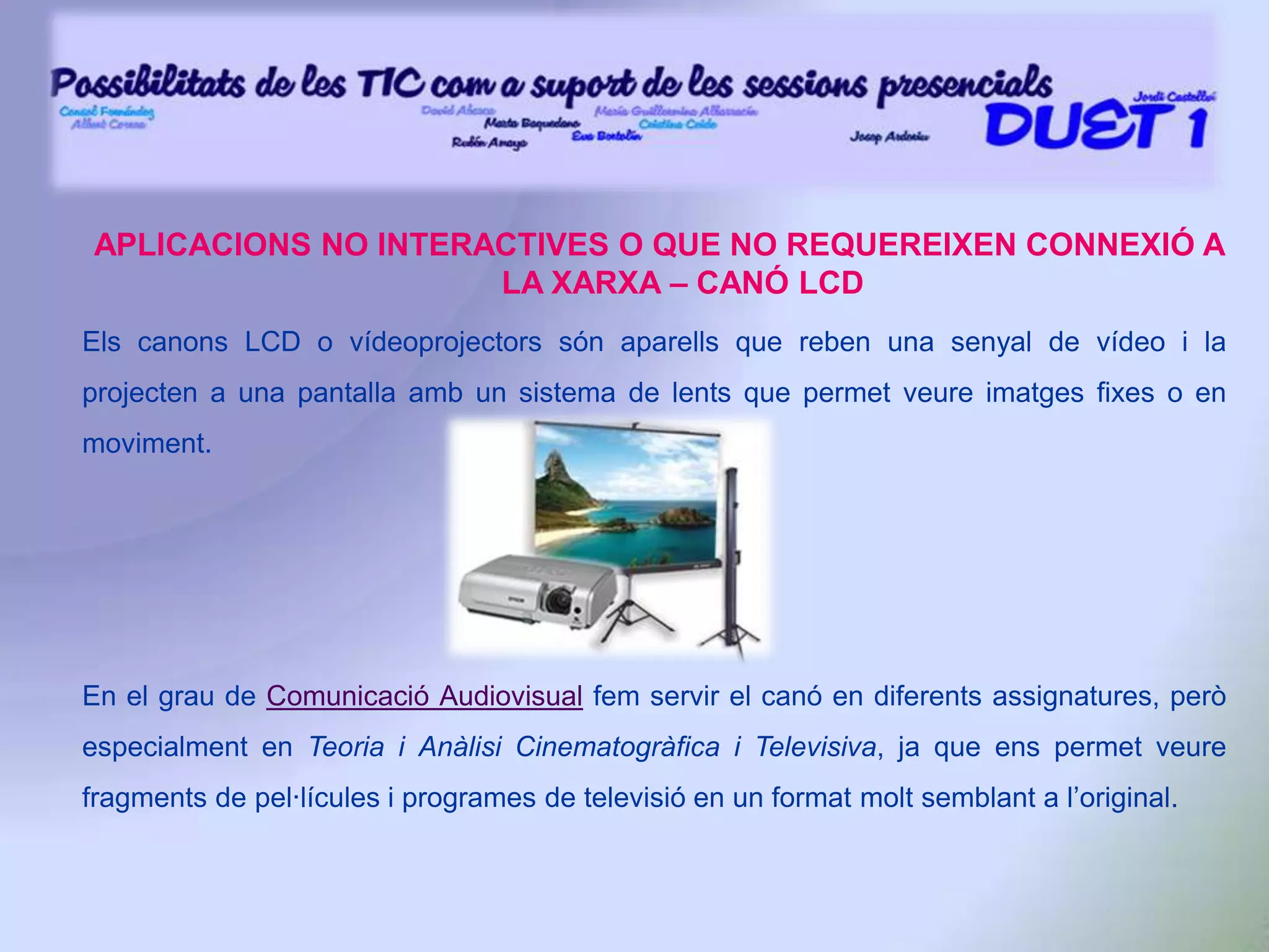 IMPLEMENTACIÓ DEL PROJECTEFormació del personal i suportEl docent no és només qui té el coneixement sobre un tema determinat sinó que a més a més ha de saber com comunicar-lo eficientment, i per això necessita tenir el coneixement tecnològic adequat.Tot això fa que la formació  i el suport als docents per l’ús  eficient del campus virtual sigui indispensable. Formació i suport als estudiantsTambé és necessari un servei de suport per col·laborar amb els estudiants que troben problemes tècnics.