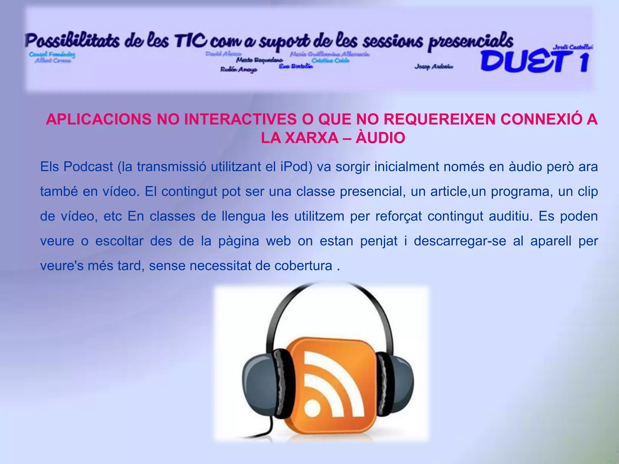 AVALUACIÓ DEL PROJECTEL’avaluació ens mostrarà de forma clara quins han estat els encerts del projecte i els aspectes que s’hauran de millorar i rectificar.Aquesta avaluació es basarà en una anàlisi de dades que ens servirà per detectar punts del projecte no han funcionat com s’esperaven i s’hauran de modificar:EnquestesDades d’accés i navegació al campusComparativa entre el rendiment acadèmic d’alumnes que tenen un percentatge elevat d’assignatures amb continguts TIC i aquells que reben l’ensenyament acadèmic tradicional... 