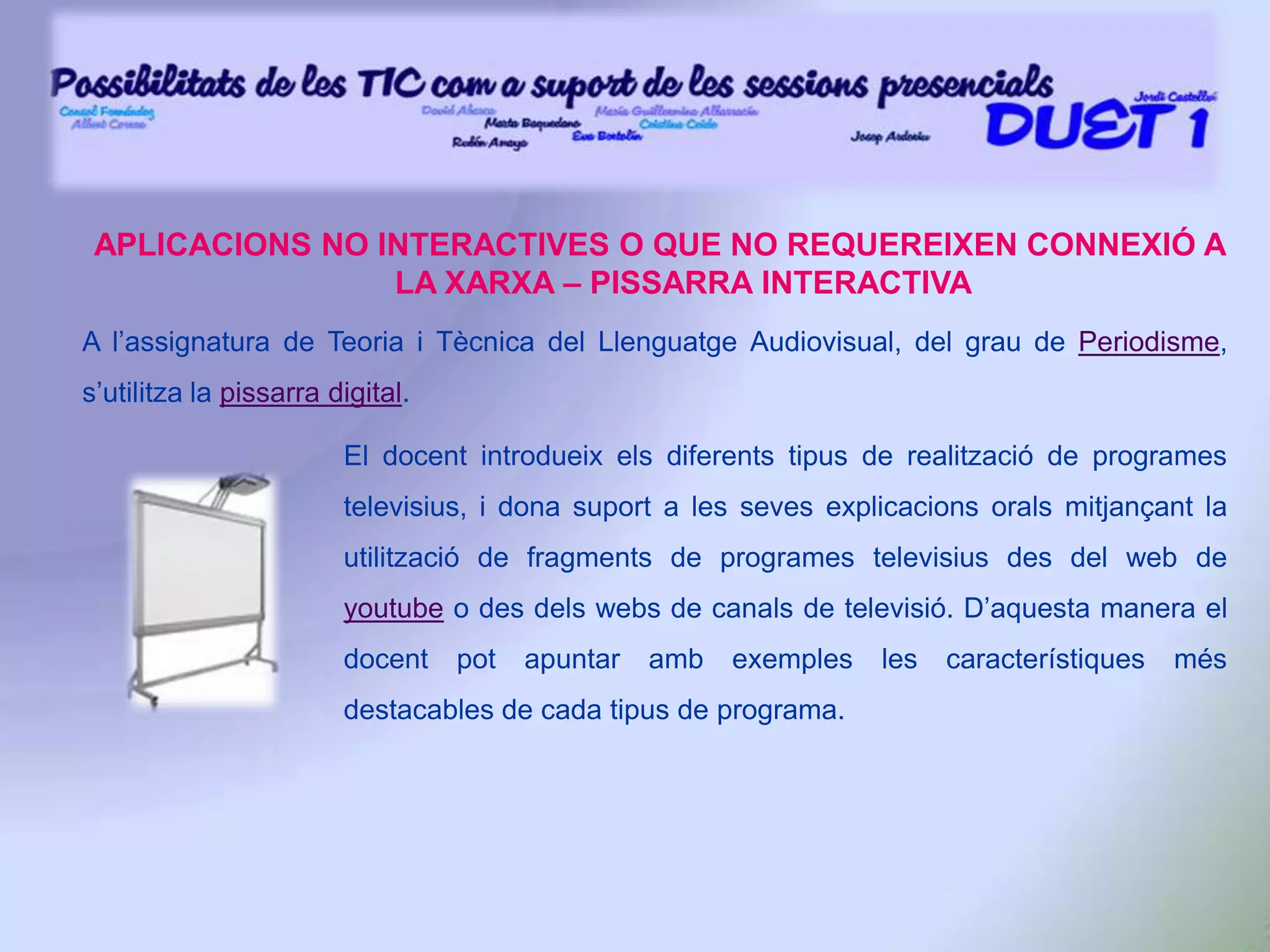 AVALUACIÓ DEL PROJECTELes TIC faciliten enormement una seria de tasques en el procés d’ensenyament i aprenentatge, i evidentment també en l’avaluació, com ara:el lliurament de pràctiques i activitats avaluablesla retroacció d’aquestes activitatsla comunicació bidireccional i grupall’execució d’activitats d’aprenentatge i d’avaluació onlinel’enregistrament i la consulta de qualificacions actuals i de l’històric de qualificacionsles consultes individualitzades, tant “de matèria” com de “tutoria”la utilització de recursos aliens d’avaluació online
