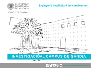 INVESTIGACIÓAL CAMPUS DE GANDIA
Enginyeria lingüística i del coneixement
http://cienciagandia.webs.upv.es/ca/
 