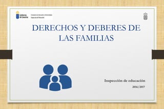 DERECHOS Y DEBERES DE
LAS FAMILIAS
Inspección de educación
2016/2017
 