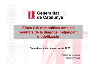 Divendres, 4 de desembre de 2020
Patricia de la Viesca
Cristina Alonso
Eines GIS disponibles amb els
resultats de la diagnosi mitjançant
modelització
 