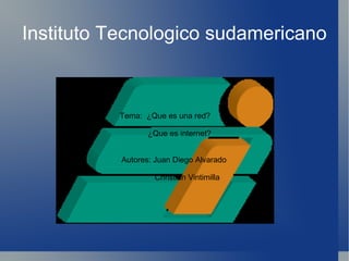 Instituto Tecnologico sudamericano Tema:  ¿Que es una red? ¿Que es internet? Autores: Juan Diego Alvarado Christian Vintimilla 