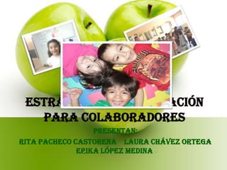 Estrategias de Motivación para Colaboradores  Presentan:  Rita Pacheco Castorena    Laura Chávez Ortega     Erika López Medina 