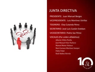 Fomento del estudio de la ciencia y la cultura

Protección de nuestro patrimonio histórico-cultural
Estudio y defensa de nuestras tradiciones y costumbres
Organización y mantenimiento de archivos, bibliotecas

Organización de exposiciones
Organización de ciclos, jornadas, reuniones, cursos
Divulgación de publicaciones
Convocatoria de premios, becas, ayudas a la investigación…

OBJETIVOS

Promoción y colaboración en iniciativas culturales

 