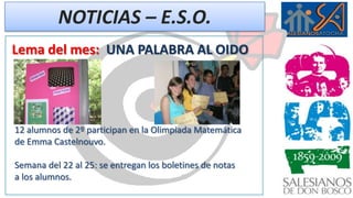 NOTICIAS – E.S.O.CURSO ESCOLAR 2010/2011INFANTIL, PRIMARIA, E.S.O.Plazo de solicitudes de matrícula: del 12 de abril al 29 de abril