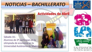 NOTICIAS – BACHILLERATOViaje de fin de estudios, 2º Bachillerato:Paris, Amsterdam, Brujas, Bruselas