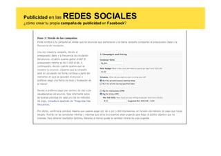 Publicidad en las    REDES SOCIALES
¿cómo crear tu propia campaña de publicidad en Facebook?
 