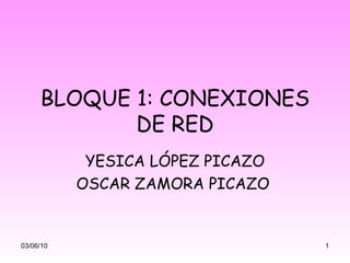 BLOQUE 1: CONEXIONES DE RED YESICA LÓPEZ PICAZO OSCAR ZAMORA PICAZO   03/06/10 