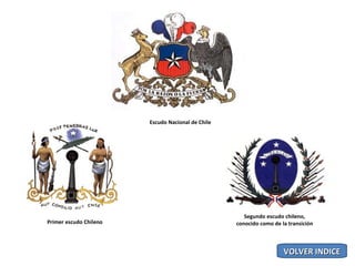 Escudo Nacional de Chile Primer escudo Chileno Segundo escudo chileno, conocido como de la transición VOLVER INDICE 