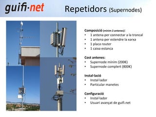<ul><li>Composició  (mínim 2 antenes) : </li></ul><ul><li>1 antena per connectar a la troncal </li></ul><ul><li>1 antena p...