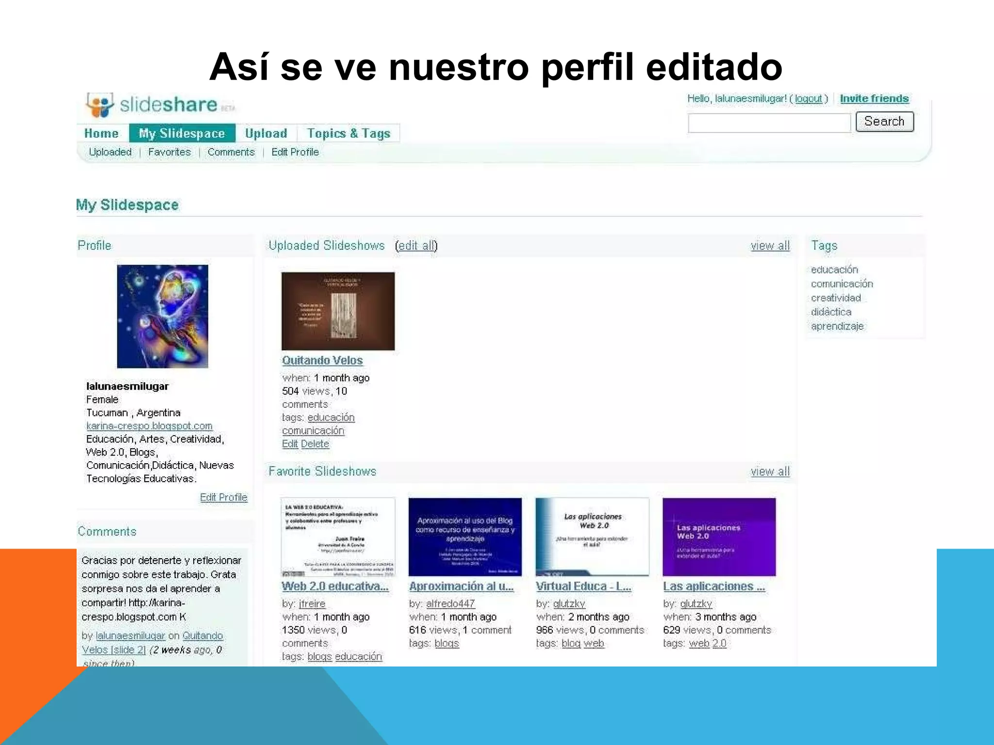 Así se ve nuestro perfil editado 