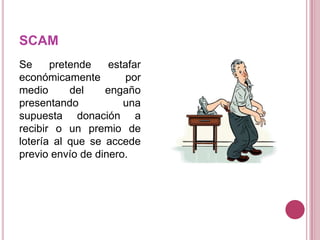 SCAMSe pretende estafar económicamente por medio del engaño presentando una supuesta donación a recibir o un premio de lotería al que se accede previo envío de dinero.