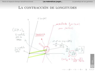 Hacia el espacio-tiempo tetradimensional   Las matemáticas juegan...   La paradoja de los gemelos



                    La contracción de longitudes
 