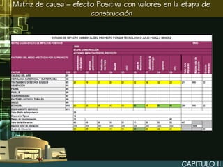 Matriz de causa – efecto Positiva con valores en la etapa de
                       construcción




                                                   CAPITULO II
 