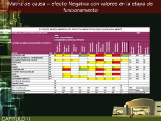 Matriz de causa – efecto Negativa con valores en la etapa de
                         funcionamiento




CAPITULO II
 