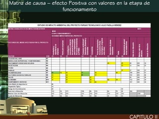 Matriz de causa – efecto Positiva con valores en la etapa de
                      funcionamiento




                                                   CAPITULO II
 