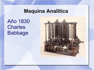 Maquina Analitica
Año 1830
Charles
Babbage
 