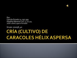 Por:
Camilo Oviedo 14.297.399
Hipólito Moreno Cód. 14.227.574
José Lubiel Lopera Hurtado

Grupo: 102058_40
 