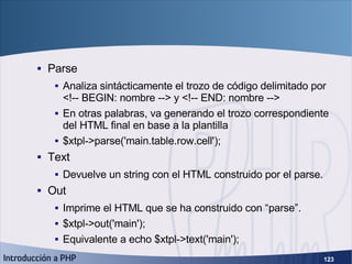 XTemplate (7) <ul><ul><li>Parse </li></ul></ul><ul><ul><ul><li>Analiza sintácticamente el trozo de código delimitado por <...