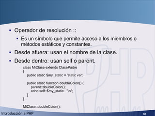 Objetos (3) <ul><li>Operador de resolución :: </li></ul><ul><ul><li>Es un símbolo que permite acceso a los miembros o méto...