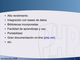 Características <ul><li>Alto rendimiento </li></ul><ul><li>Integración con bases de datos </li></ul><ul><li>Bibliotecas in...