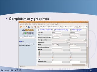 Estructura de una tabla <ul><li>Completamos y grabamos </li></ul>