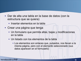 Ejercicio favoritos <ul><li>Dar de alta una tabla en la base de datos (con la estructura que se quiera) </li></ul><ul><ul>...