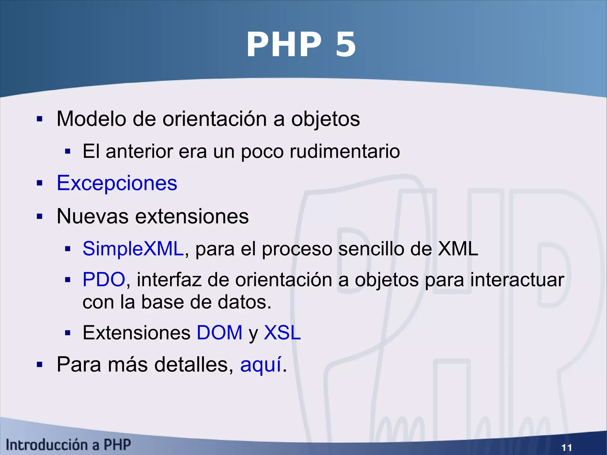 Introducción a PHP5