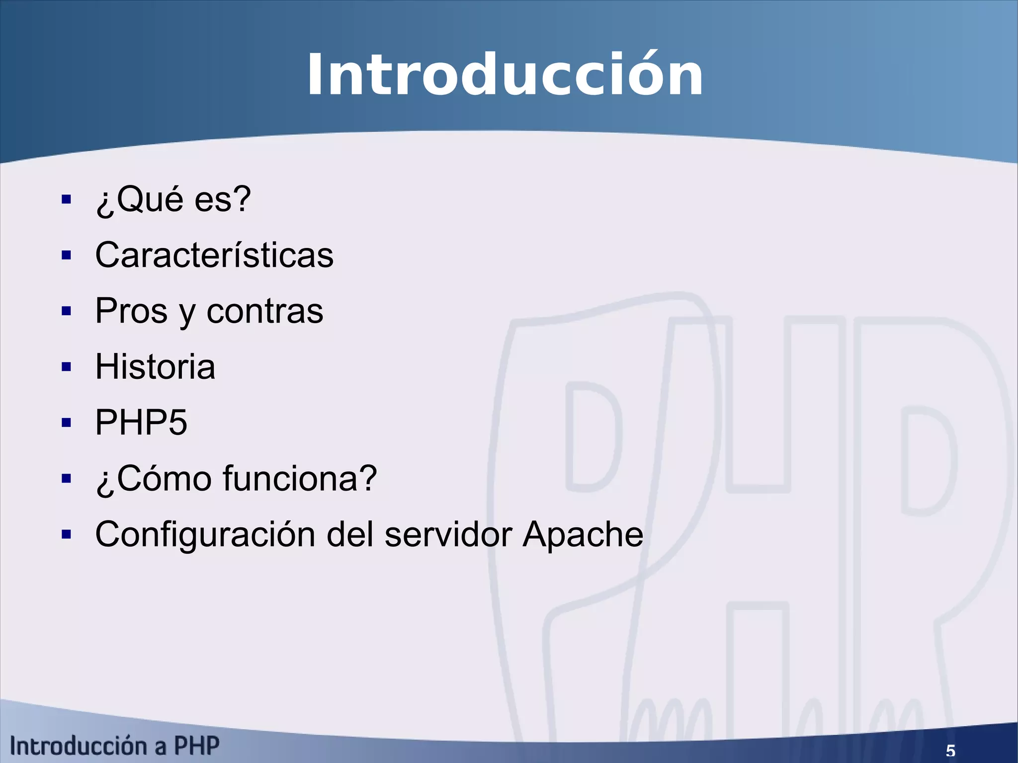 Introducción a PHP5