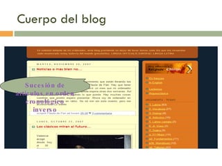 Cuerpo del blog Sucesión de artículos en orden cronológico inverso 