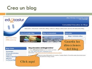 Crea un blog  Guarda las direcciones del blog Click aquí 