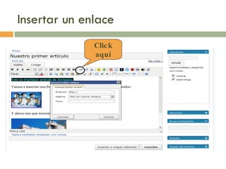 Insertar un enlace Click aquí 