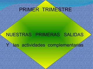 PRIMER  TRIMESTRE NUESTRAS  PRIMERAS  SALIDAS Y  las  actividades  complementarias  