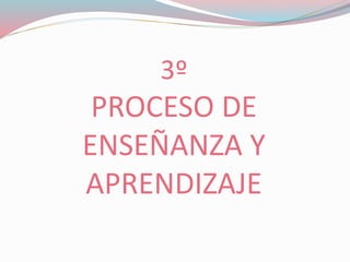 3º
PROCESO DE
ENSEÑANZA Y
APRENDIZAJE
 