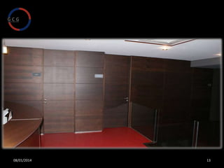 Las instalaciones comprenden un total de
480m2 divididos en dos plantas,
la planta inferior que a su vez se divide en dos
zonas, la primera destinada a almacén,
necesario para el abastecimiento de materiales y
herramientas de obra, y la segunda a
exposición en la cual nuestros clientes podrán
visionar obras ya concluidas.

08/01/2014

13

 