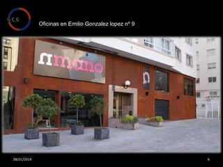 Nuestra filosofía se caracteriza por ofrecer
un servicio integral a la hora de realizar una
obra, basadas en la innovación, aportando
proyectos creativos e imaginativos, realizando
obras de forma efectiva, logrando así la
satisfacción de aquellos a quienes se dirigen a
nosotros.
nmano se desenvuelve en una estrategia
dirigida a proyectos singulares, de gran
calidad y localizados tanto en zonas urbanas
como rurales.
08/01/2014

6

 