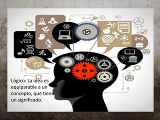 Lógico: La idea es
equiparable a un
concepto, que tiene
un significado.