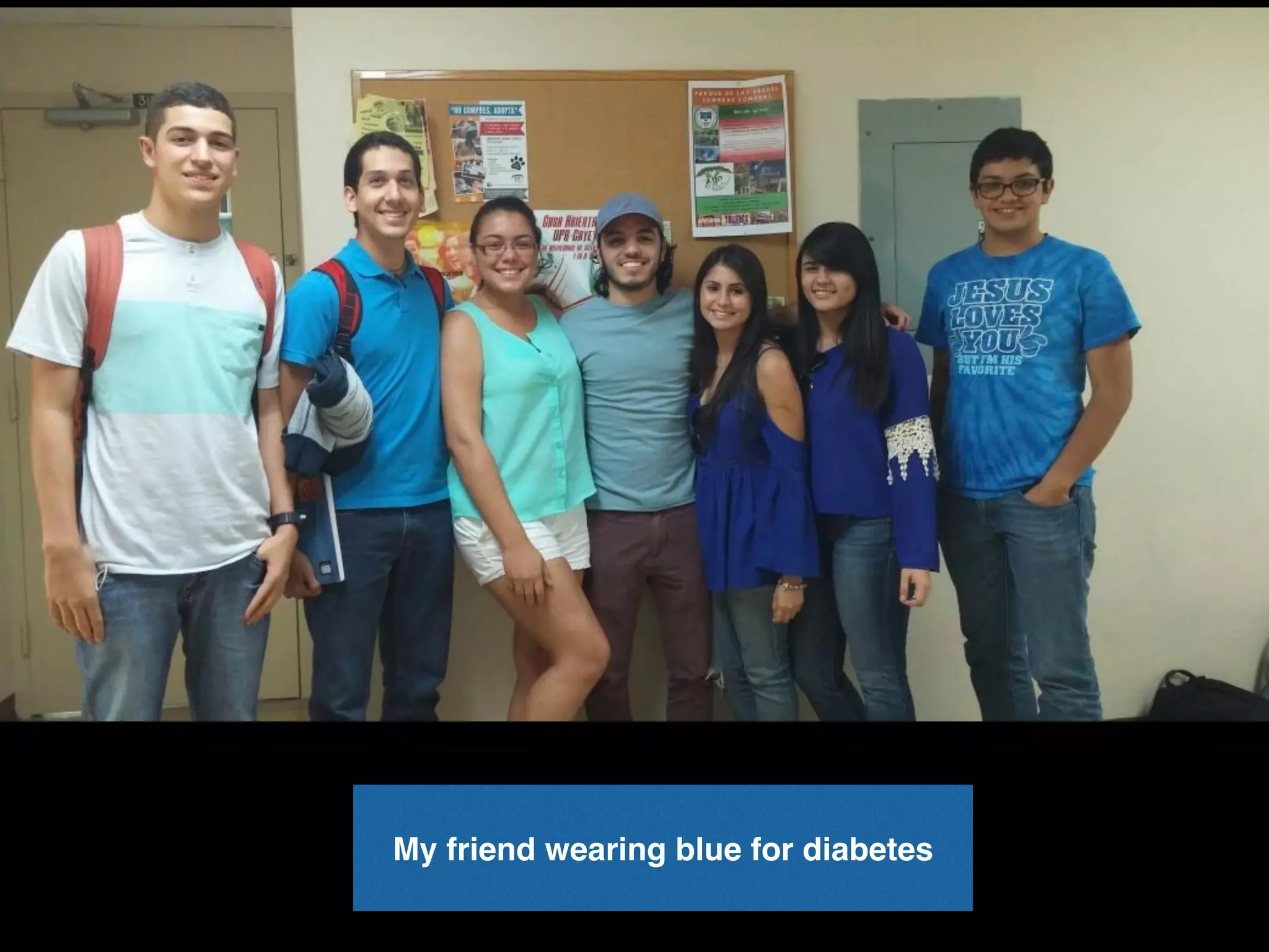 My friend wearing blue for diabetes