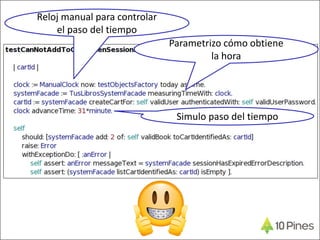 Parametrizo cómo obtiene
la hora
Reloj manual para controlar
el paso del tiempo
Simulo paso del tiempo
 