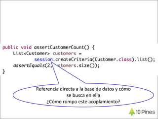 Referencia directa a la base de datos y cómo
se busca en ella
¿Cómo rompo este acoplamiento?
 