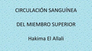 CIRCULACIÓN SANGUÍNEA
DEL MIEMBRO SUPERIOR
Hakima El Allali
 