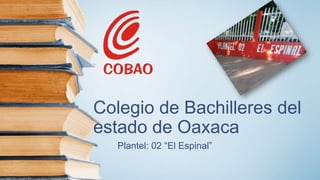 Colegio de Bachilleres del
estado de Oaxaca
Plantel: 02 “El Espinal”
 