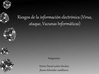 Riesgos de la información electrónica (Virus,
ataque, Vacunas Informáticas)
Integrantes:
Héctor Daniel cañón Sánchez
Jhams Schneider castiblanco
 