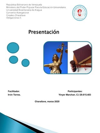 Presentación
Facilitador. Participantes:
Irvin Torres. Yinyer Marchan. C.I 29.615.483
Charallave, marzo 2020
 