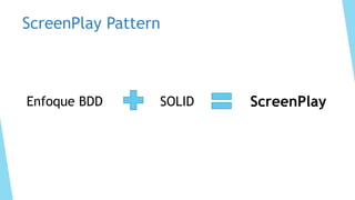 ScreenPlay Pattern
Enfoque BDD SOLID ScreenPlay
 