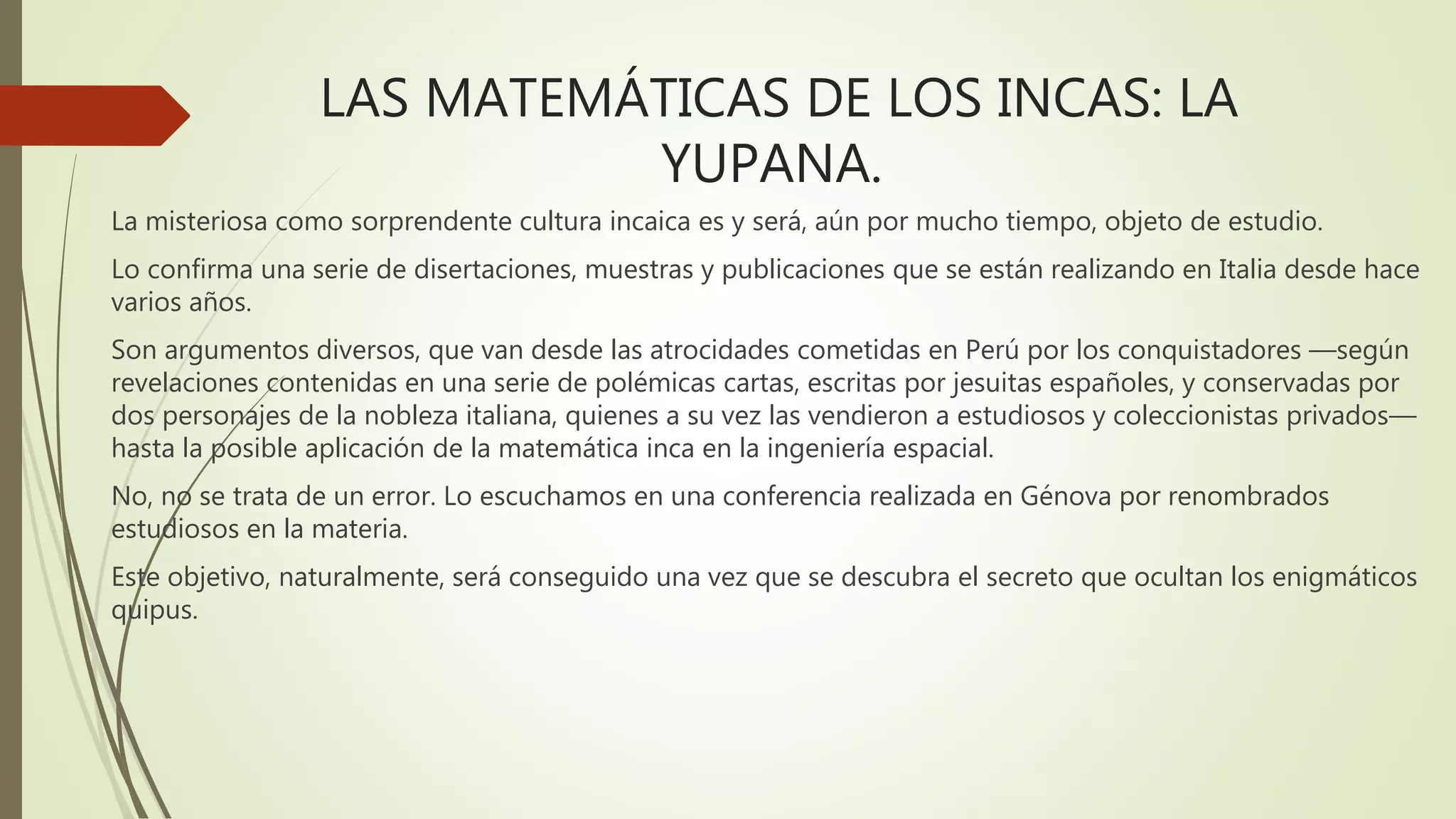 Mathematica Inca LAS MATEMÁTICAS DE LOS INCAS | PPTX | South America Travel | Travel ...