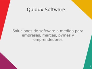 1
Quidux Software
Soluciones de software a medida para
empresas, marcas, pymes y
emprendedores
 
